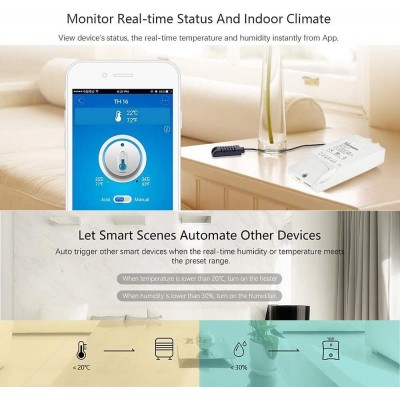 Monitoramento inteligente de temperatura e umidade Sonoff TH16 WiFi