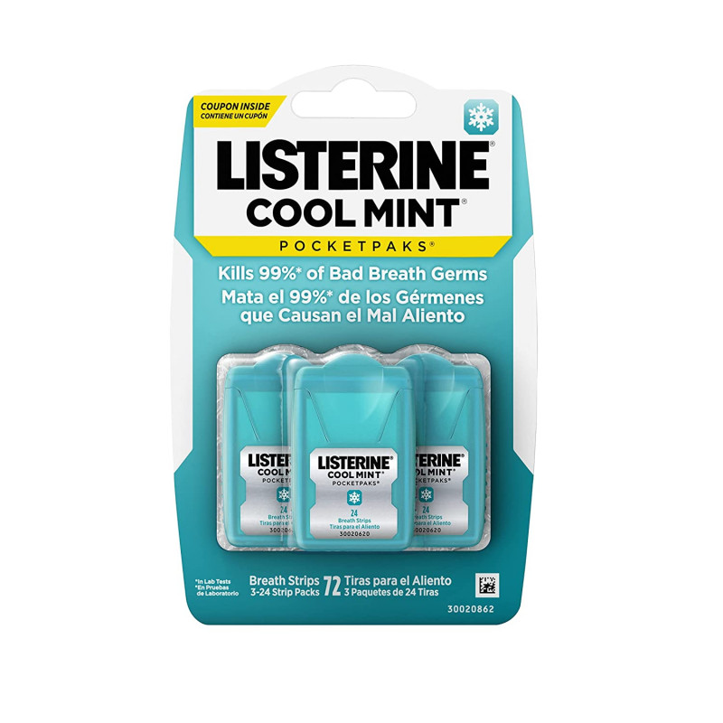 Listerine Cool Mint PocketPaks draagbare adem Listerine Cool Mint PocketPaks draagbare adem