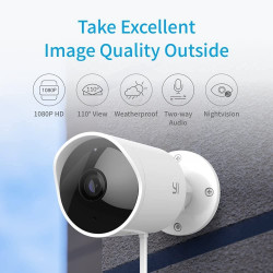 YI Caméra de sécurité extérieure, 1080p Surveillance extérieure de la porte d'entrée IP Smart Cam avec étanche, WiFi, Cloud, vis